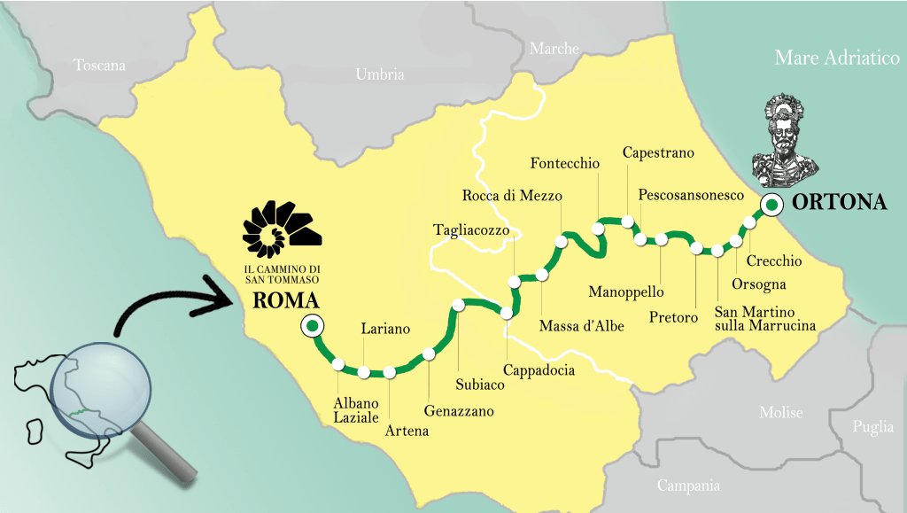 Mappa del Cammino di San Tommaso
